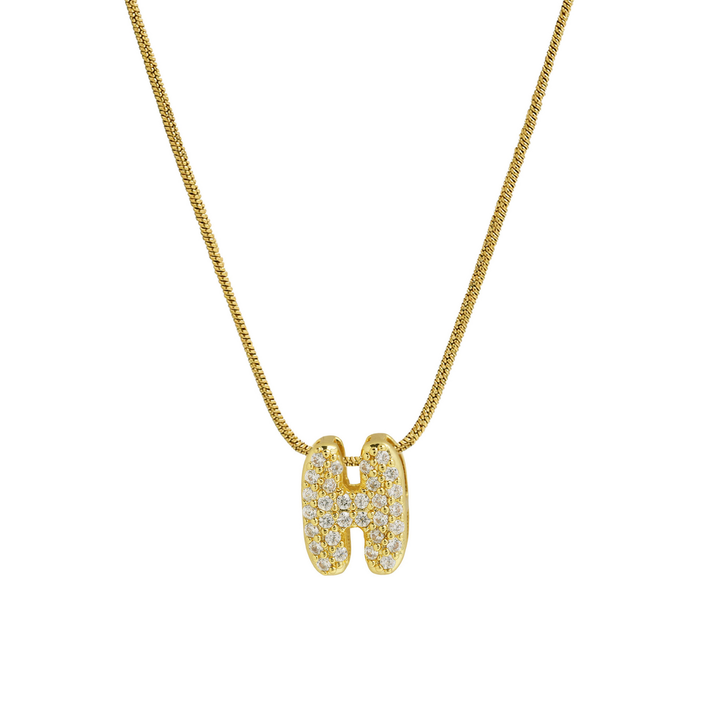 Diamond Bubble Letter Initial Necklace