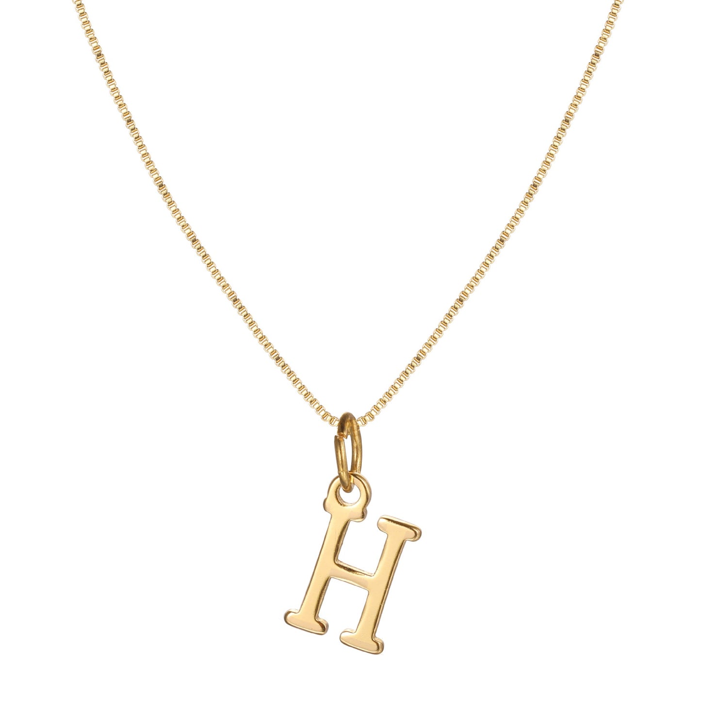 14k Minimal Serif Initial Necklace