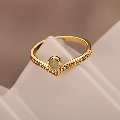 Vintage Inspired Opal Crown Point Ring