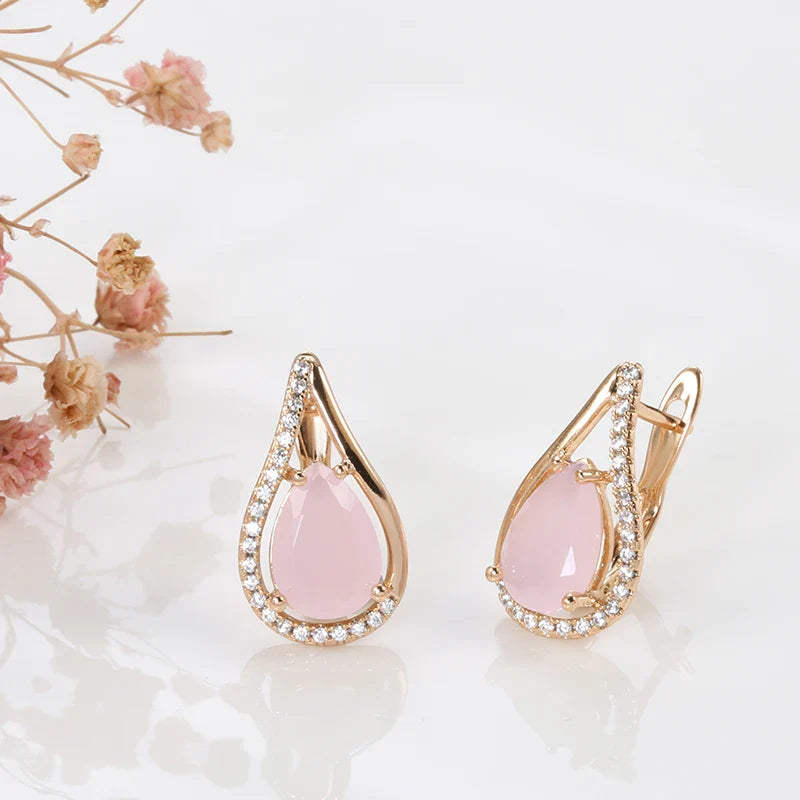 Dainty Rose Gold Water Drop Earrings