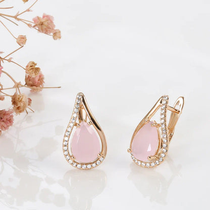 Dainty Rose Gold Water Drop Earrings