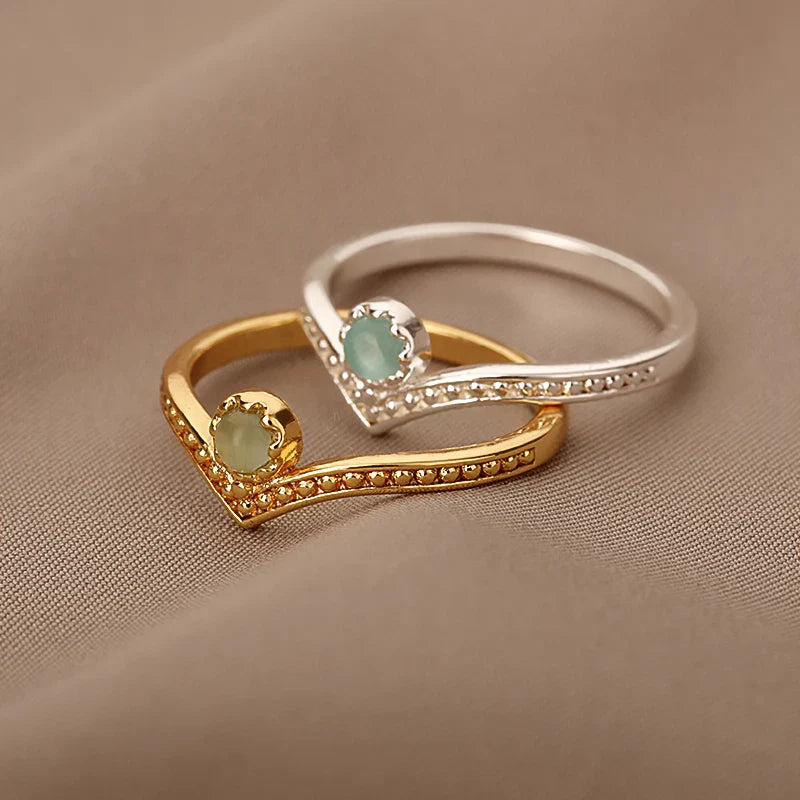 Vintage Inspired Opal Crown Point Ring