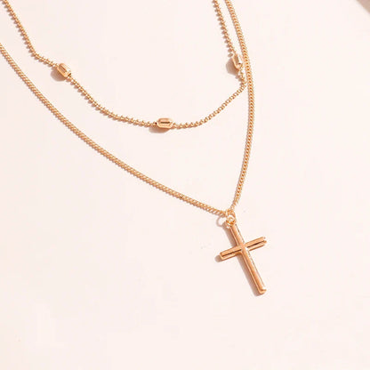 Dainty Layered Choker and Cross Necklace