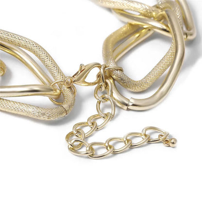 Bold Texture Contrast Geometric Chunky Necklace