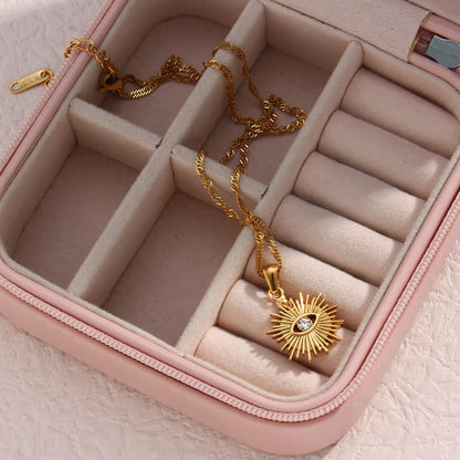Dainty Diamond Evil Eye Necklace