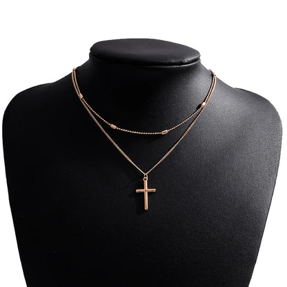 Dainty Layered Choker and Cross Necklace