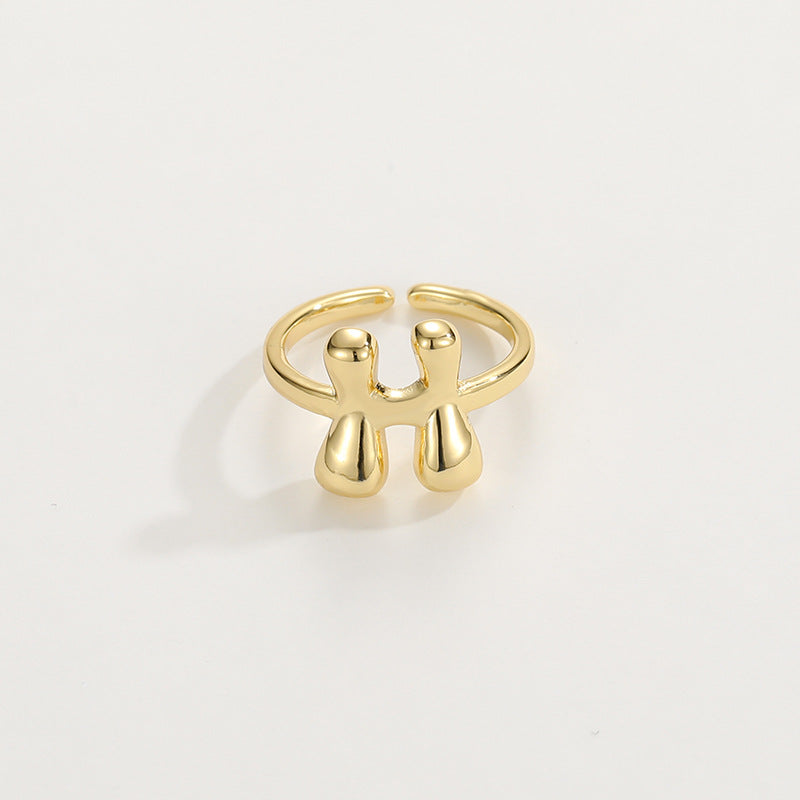 Cute Bubble Letter Initial Ring