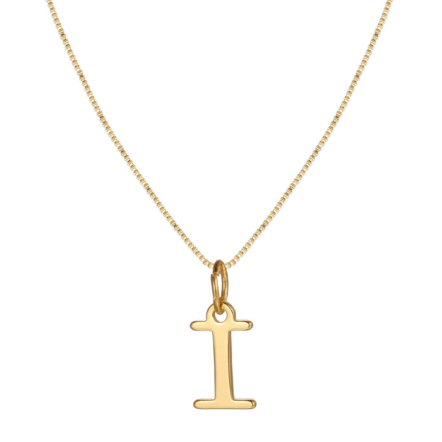14k Minimal Serif Initial Necklace
