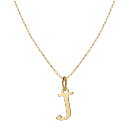 14k Minimal Serif Initial Necklace