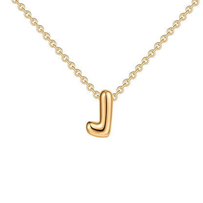 Dainty Bubble Letter Initial Necklace