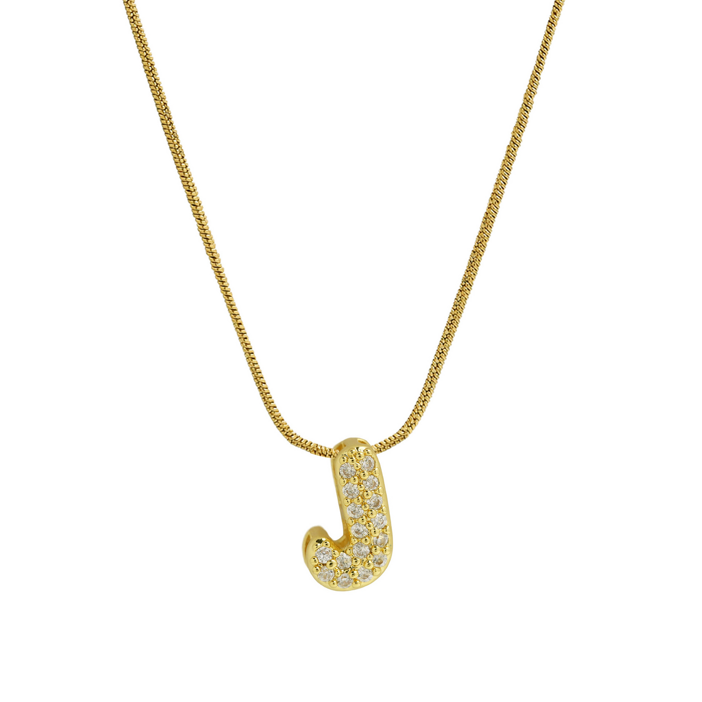 Diamond Bubble Letter Initial Necklace