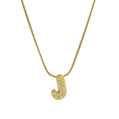 Diamond Bubble Letter Initial Necklace