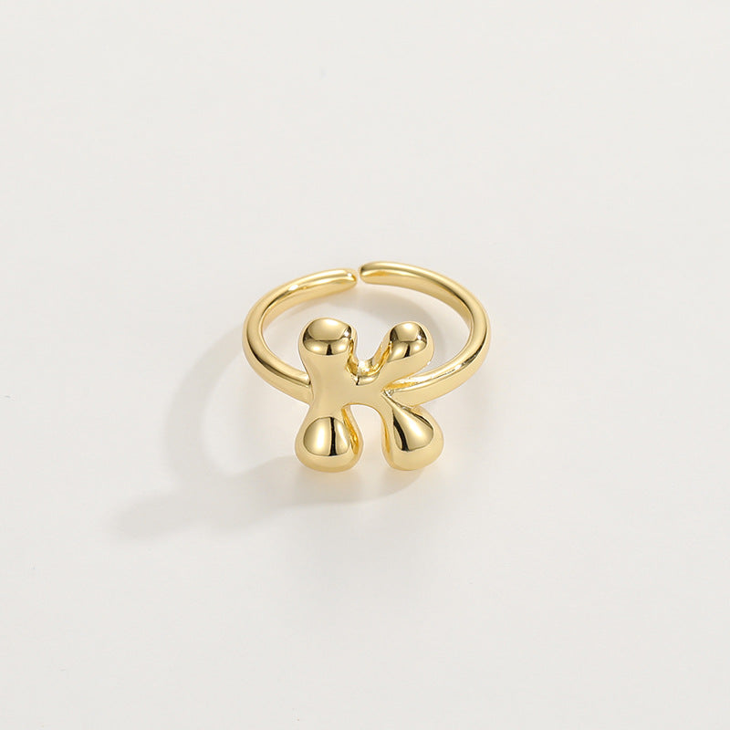 Cute Bubble Letter Initial Ring