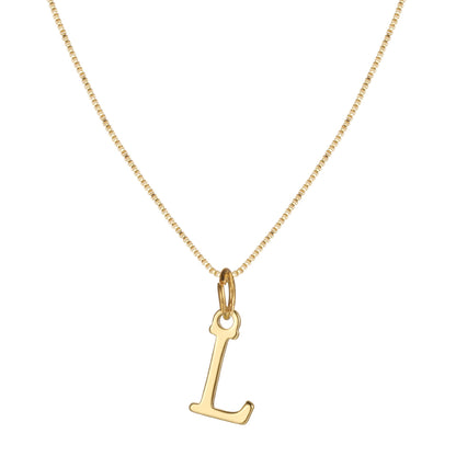 14k Minimal Serif Initial Necklace