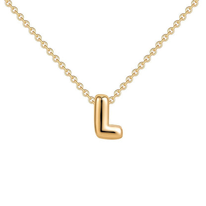 Dainty Bubble Letter Initial Necklace