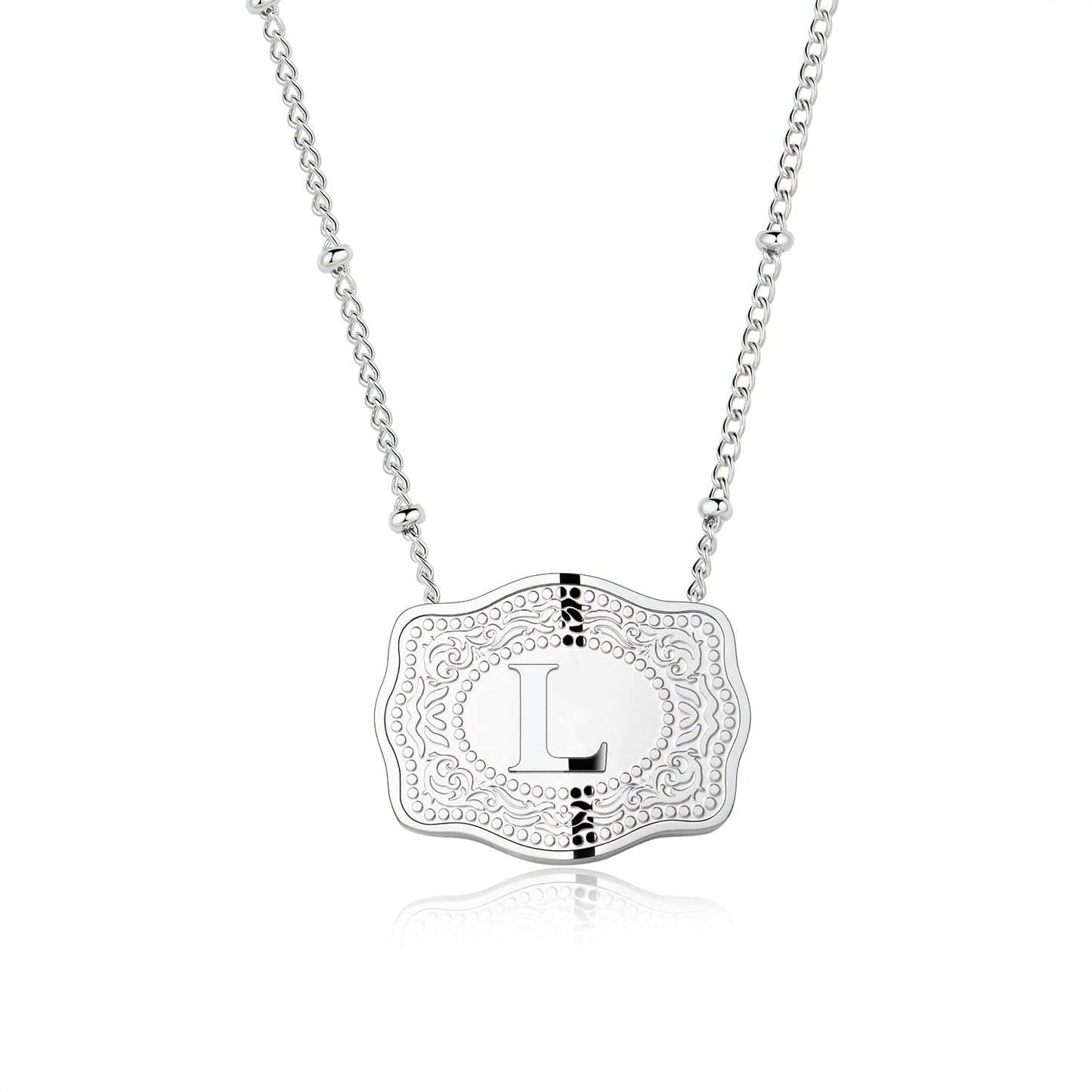 Dainty Belt Buckle Letter Initial Necklaces