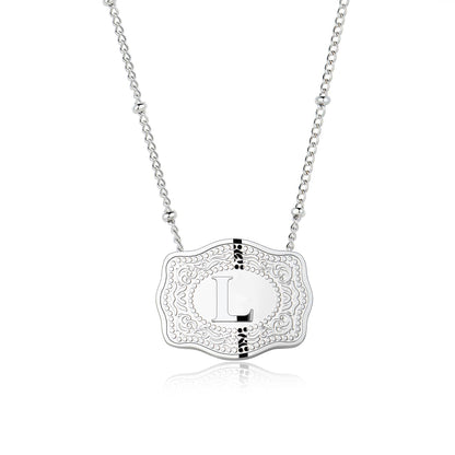 Dainty Belt Buckle Letter Initial Necklaces