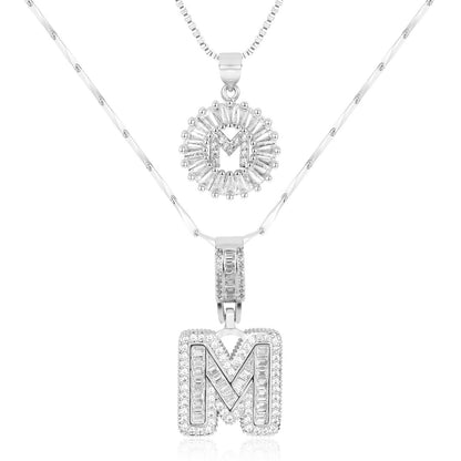 2pc 14k Diamond Letter Initial Necklaces
