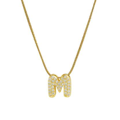 Diamond Bubble Letter Initial Necklace