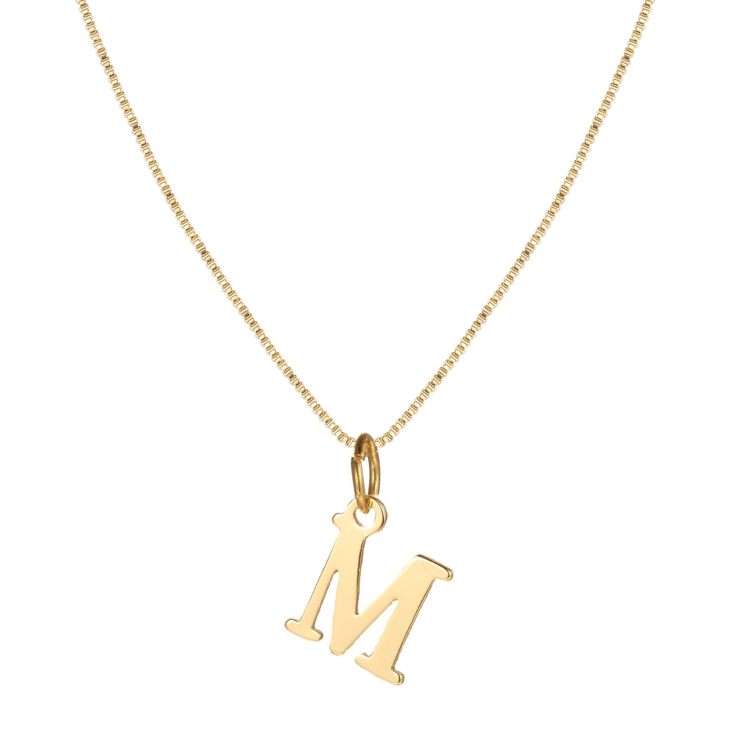 14k Minimal Serif Initial Necklace