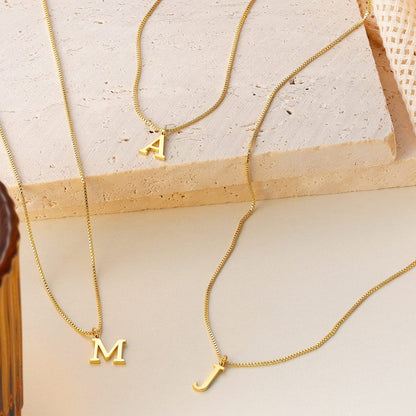 14k Minimal Serif Initial Necklace