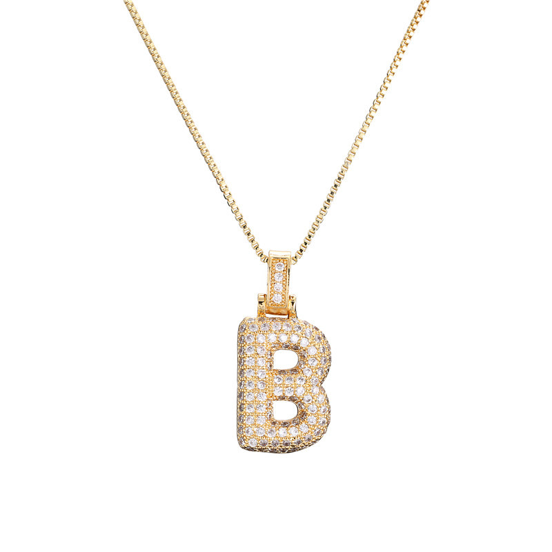 14k Diamond Dazzle Bubble Initial Necklace