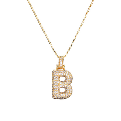 14k Diamond Dazzle Bubble Initial Necklace