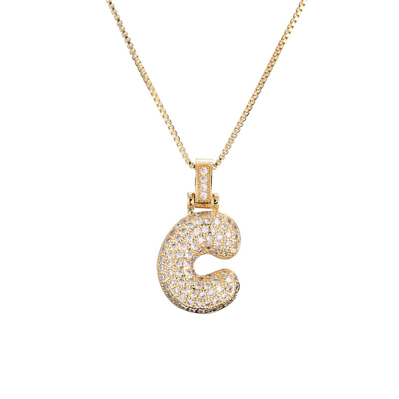 14k Diamond Dazzle Bubble Initial Necklace