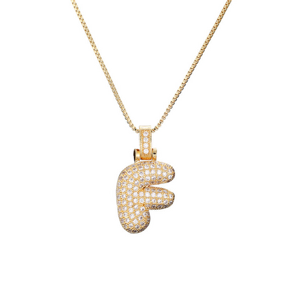 14k Diamond Dazzle Bubble Initial Necklace