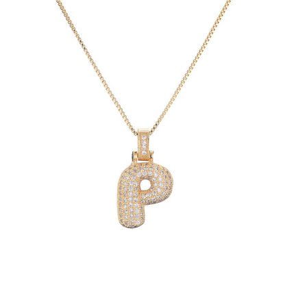 14k Diamond Dazzle Bubble Initial Necklace