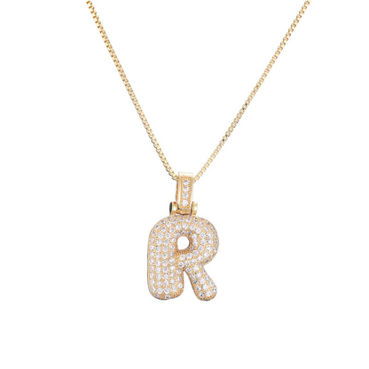 14k Diamond Dazzle Bubble Initial Necklace