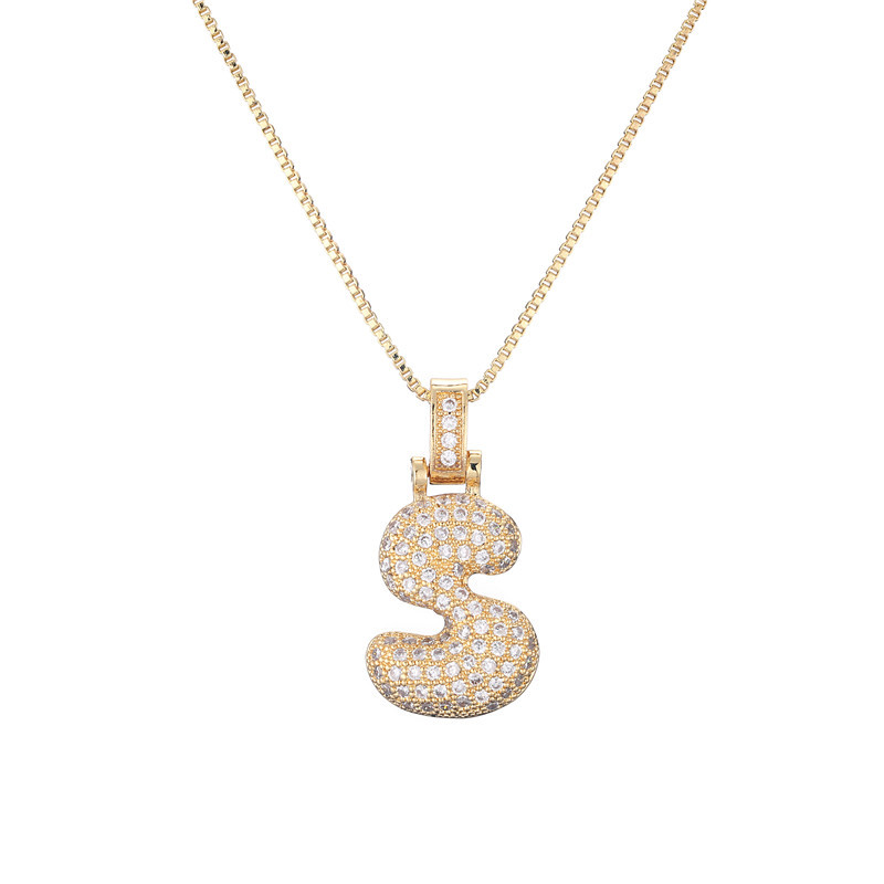 14k Diamond Dazzle Bubble Initial Necklace