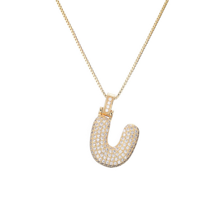 14k Diamond Dazzle Bubble Initial Necklace