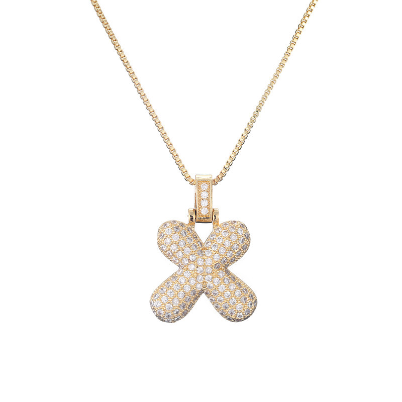 14k Diamond Dazzle Bubble Initial Necklace