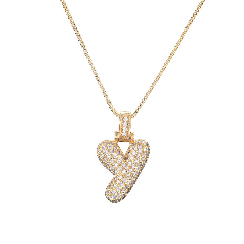 14k Diamond Dazzle Bubble Initial Necklace