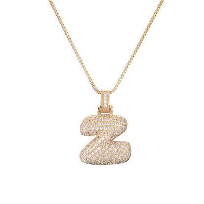 14k Diamond Dazzle Bubble Initial Necklace