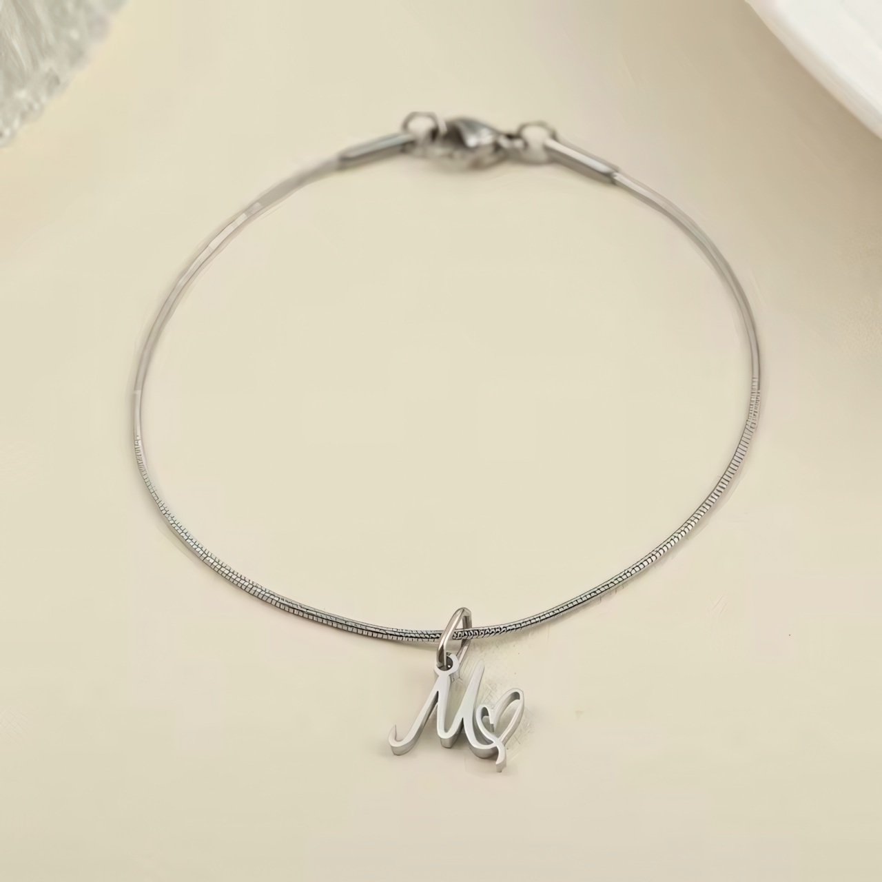 Dainty Cursive Heart Letter Initial Chain Bracelet