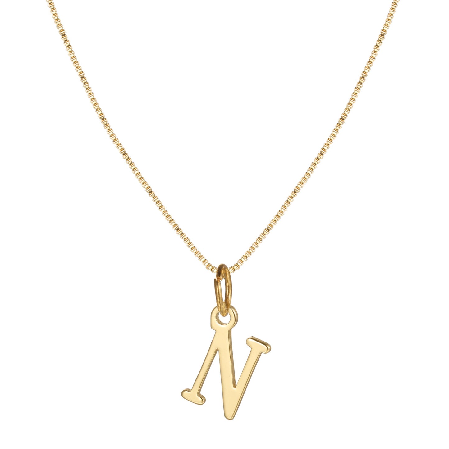 14k Minimal Serif Initial Necklace