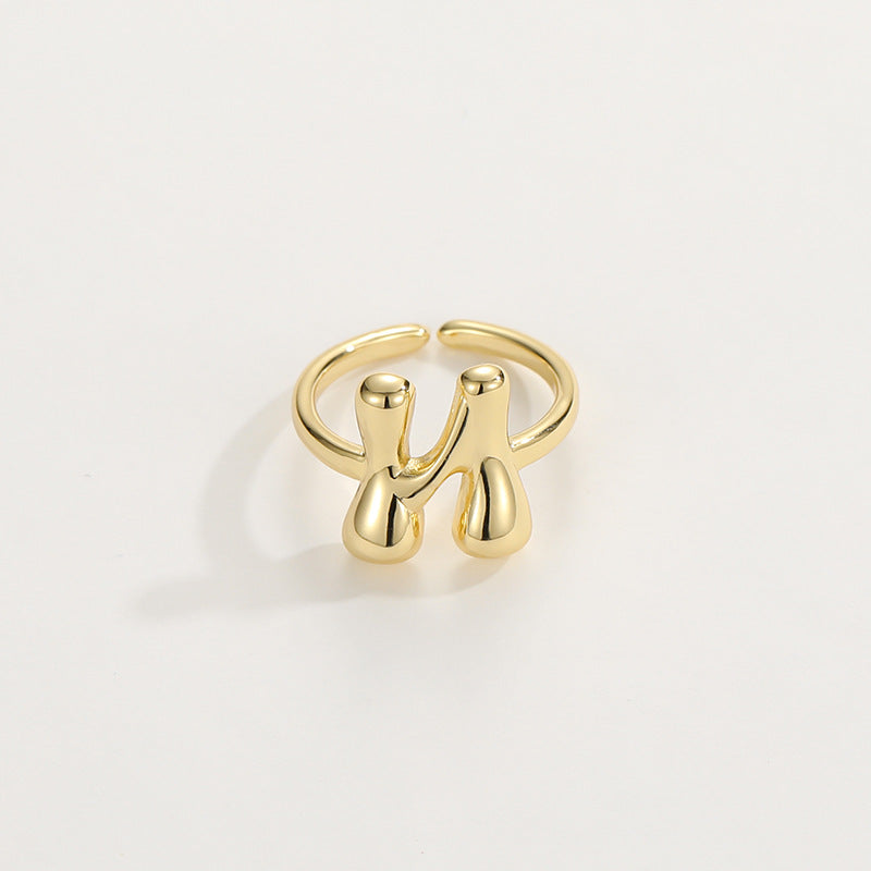 Cute Bubble Letter Initial Ring