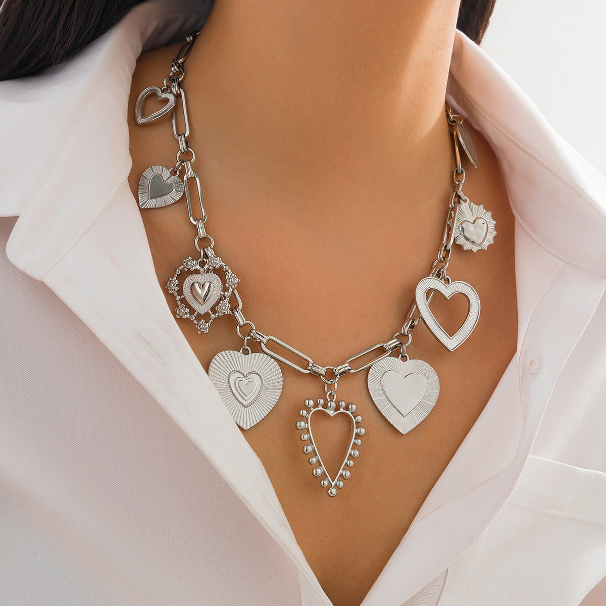 Chunky Heart Charm Necklace