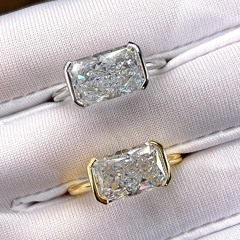 S925 East-West Emerald Cut Ring