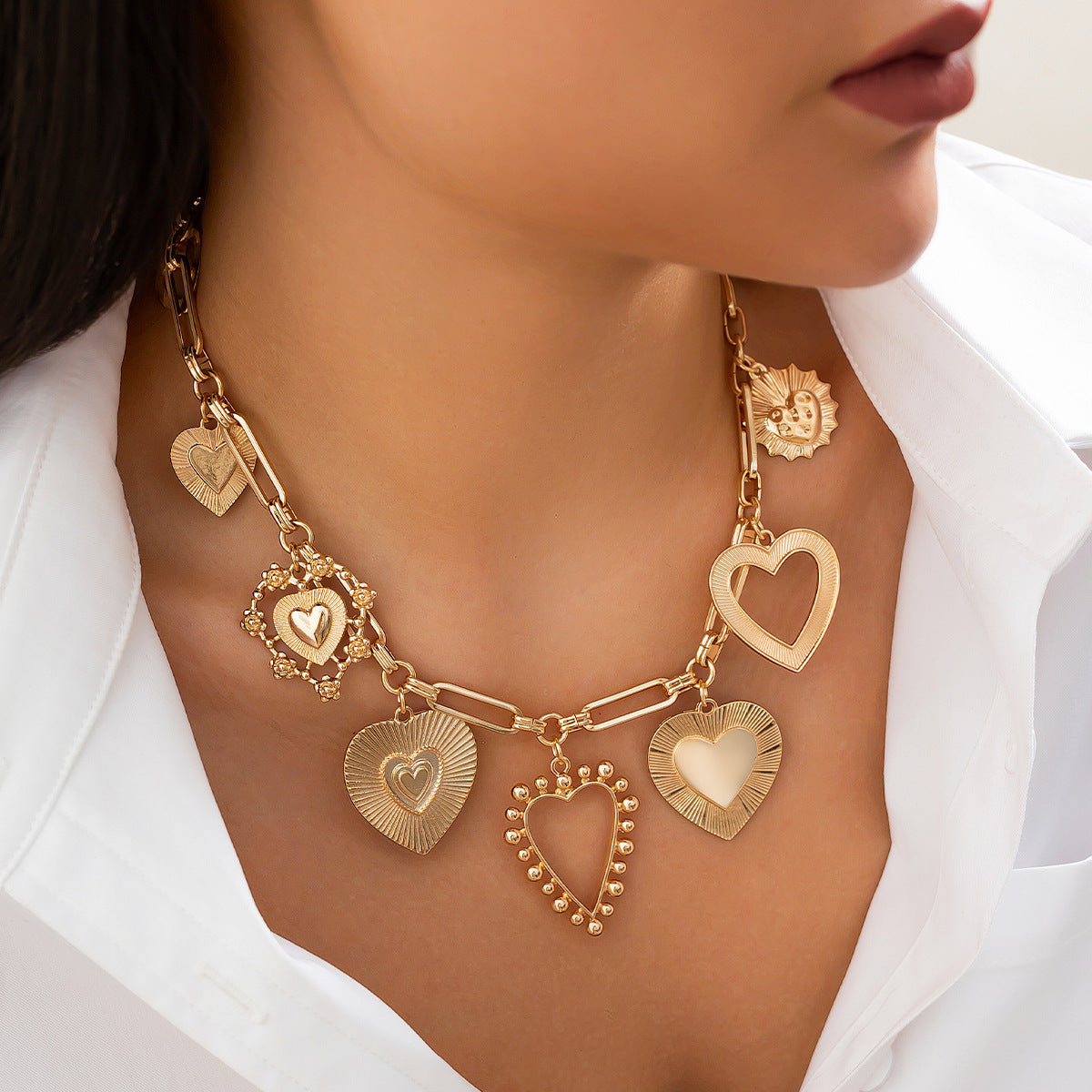 Chunky Heart Charm Necklace