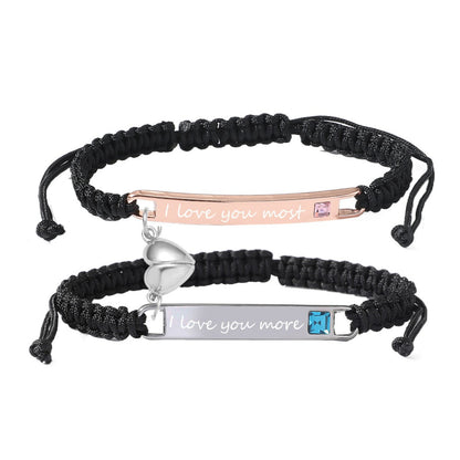Personalized Magnetic Heart Love Bracelet Set
