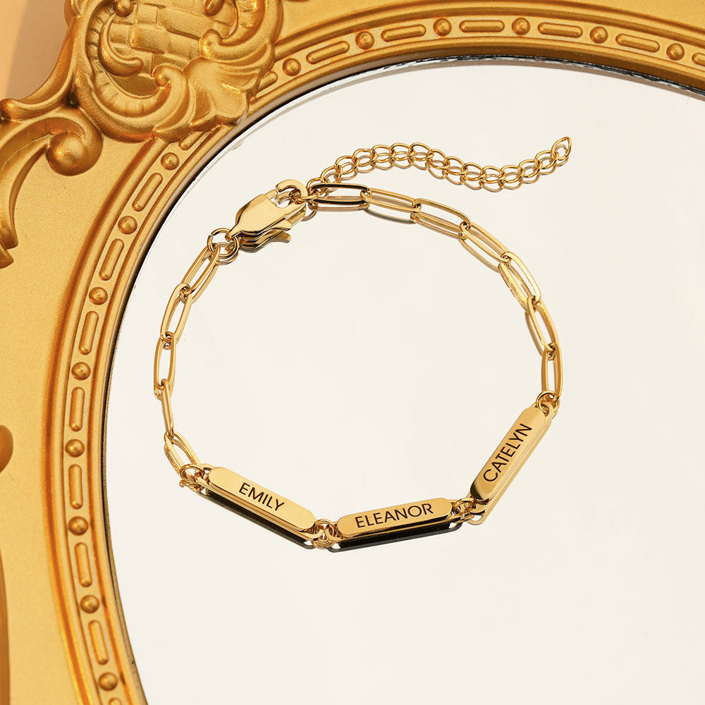 Personalized Family Names Paperclip Bracelet