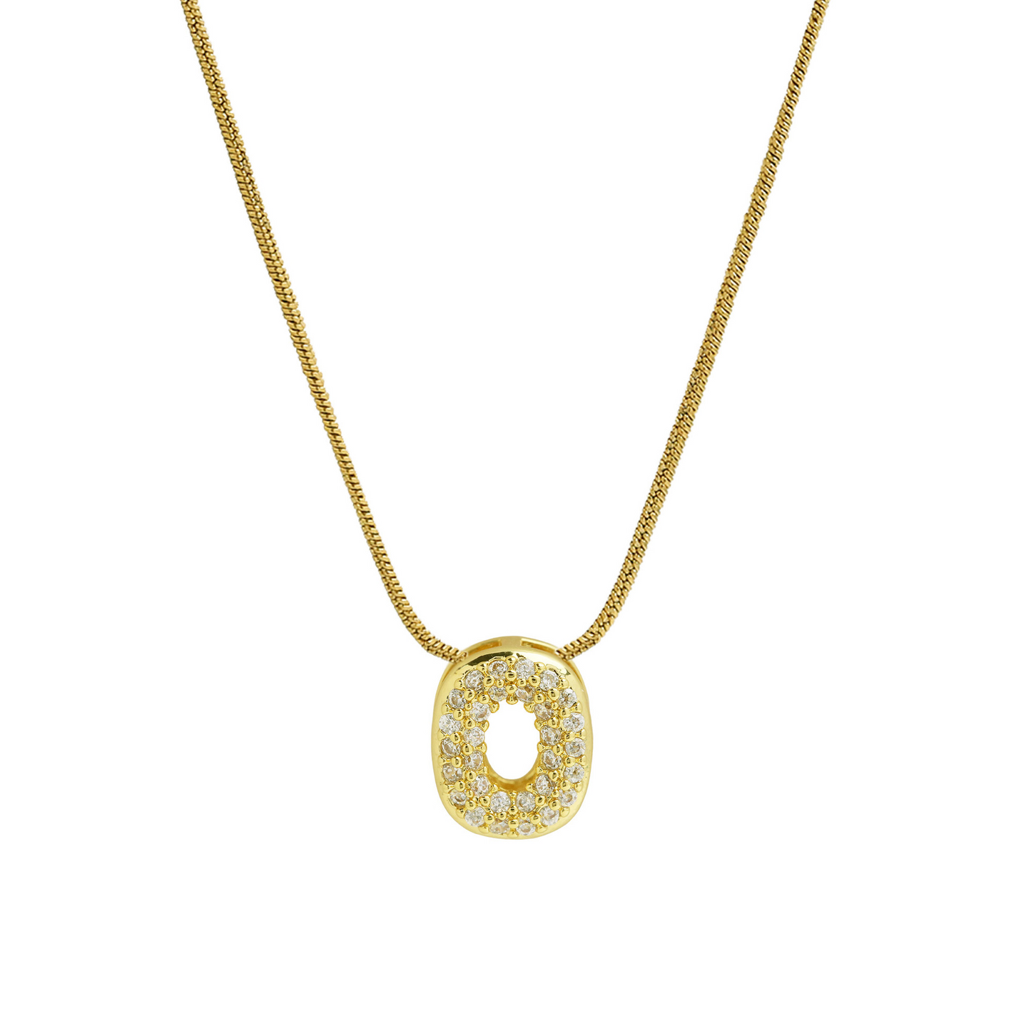 Diamond Bubble Letter Initial Necklace