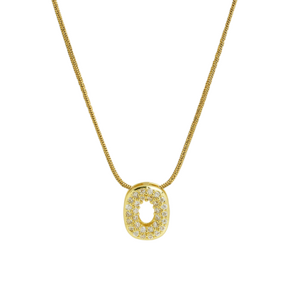 Diamond Bubble Letter Initial Necklace