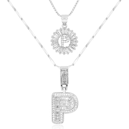 2pc 14k Diamond Letter Initial Necklaces