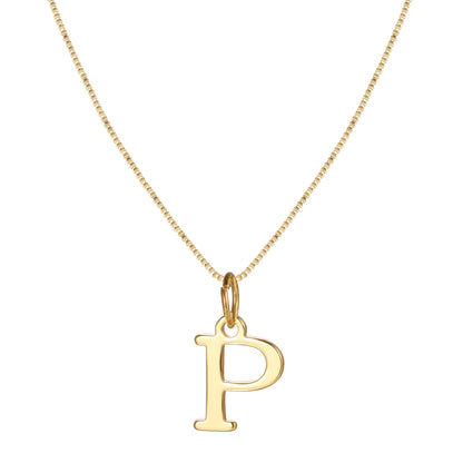 14k Minimal Serif Initial Necklace