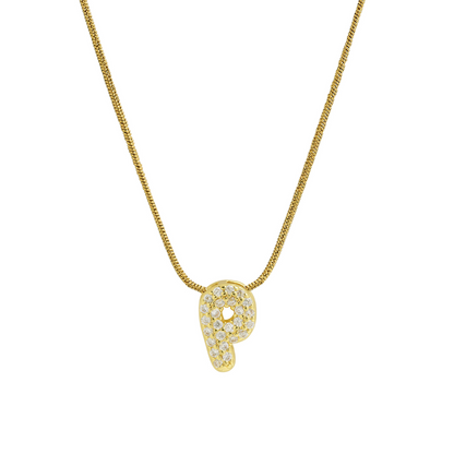 Diamond Bubble Letter Initial Necklace