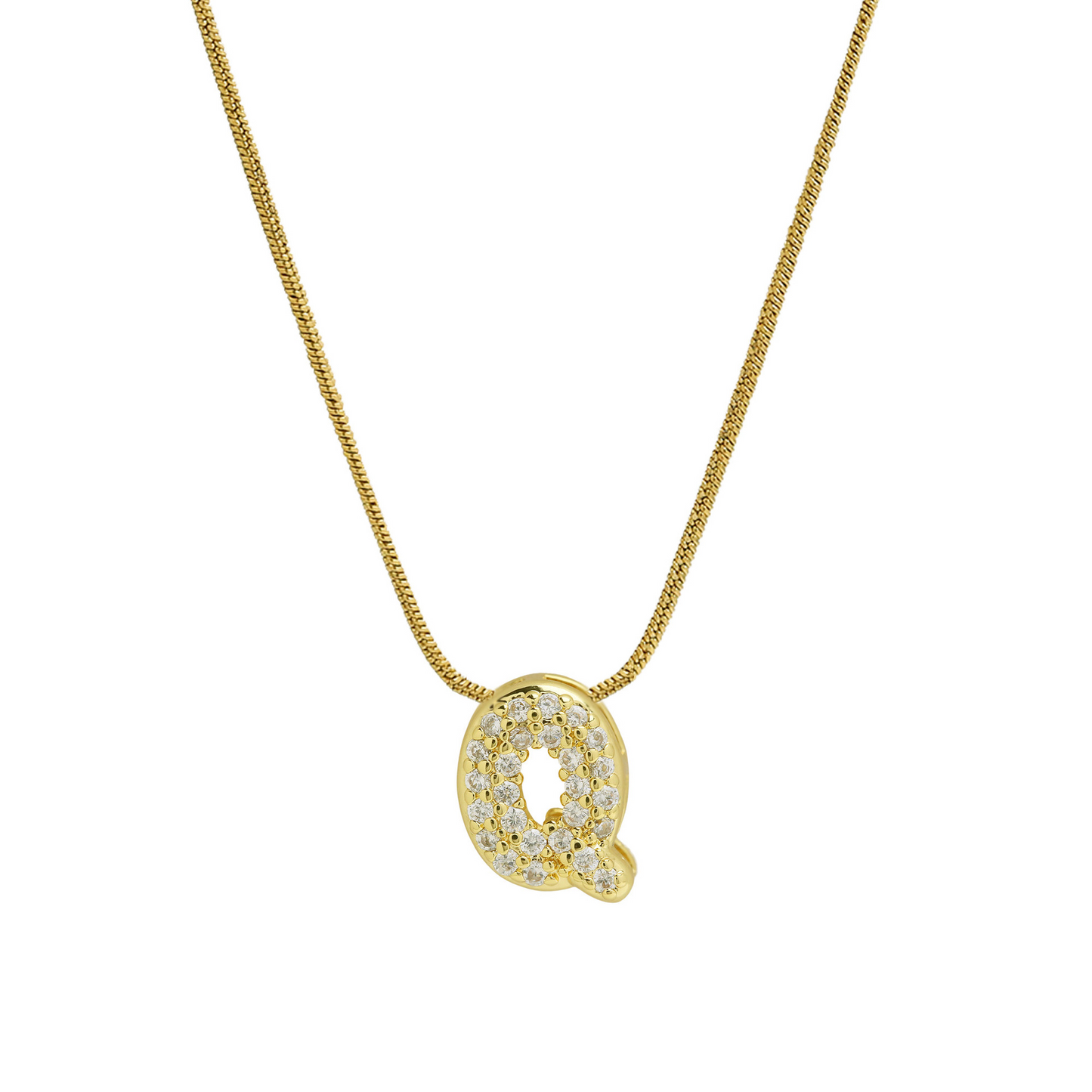 Diamond Bubble Letter Initial Necklace